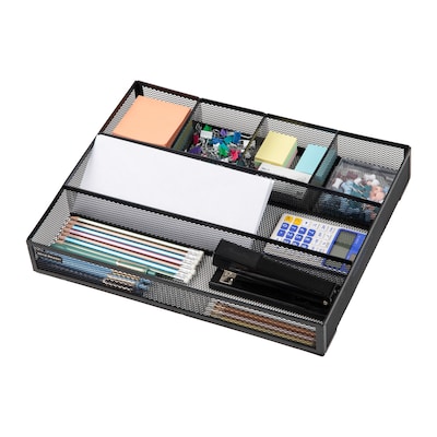 Mind Reader 6-Compartment Metal Drawer Organizer, Black, 2/Set (2DEER-BLK)