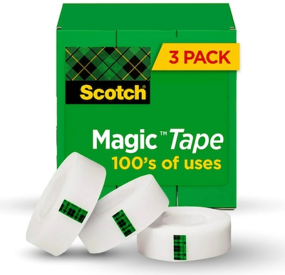 Scotch Magic Invisible Tape Refill, 1 x 72 yds., 3 Core, 3 Rolls/Pack (810-72-3PK)