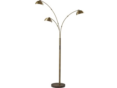 Adesso Bolton 77 Antique Brass Arc Floor Lamp with 3 Dome Shades (4309-21)