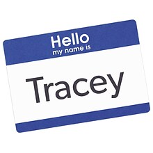 Avery Hello My Name Is Name Badge Labels, 2 1/3 x 3 3/8, White w/ Blue Hello, 100 Labels Per Pac
