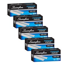 Swingline Standard 1/4 Length Standard Staples, Full Strip, 5000/Box, 5 Boxes (S7035101S)