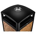 Alpine Industries Steel Outdoor Trash Can with Covered Top and Open Sides, 40-Gallon, Black/Stone, 2