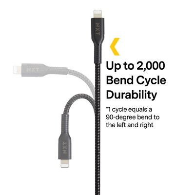 NXT Technologies™ 6 Ft. Braided Lightning to USB Cable, Black (NX60464)