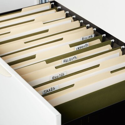 Staples Heavy Duty Box Bottom Hanging File Folder, 2" Expansion, 1/5-Cut Tab, Legal Size, Standard Green, 25/Box