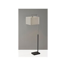 Adesso Flora 60 Matte Black/Brushed Steel Floor Lamp with Square Shade (4183-22)