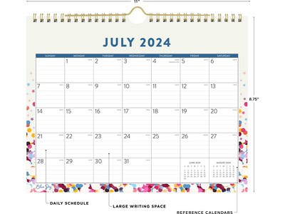 2024-2025 Blue Sky Star Confetti Bright 11" x 8.75" Academic Monthly Wall Calendar (148671-A25)