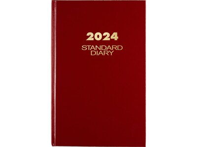 2024 AT-A-GLANCE Standard Diary 7.75 x 12 Daily Diary, Hardsided Cover, Red/Gold (SD376-13-24)