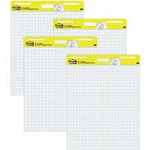 Post-it Super Sticky Wall Easel Pad, 25 x 30, Grid Lined, 30 Sheets/Pad, 4 Pads/Pack (560VAD4PK)