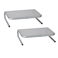 Mind Reader Ventilated Desktop Organizer Monitor Stand, Silver, 2/Pack (2METMONST-SIL)