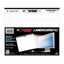 Roaring Spring WIDE Landscape Format Writing Pad, College Ruled, 11 x 9 1/2, White, 40 Sheets