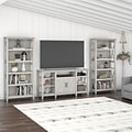 Bush Furniture Key West Tall TV Stand with Set of Two Bookcases, Linen White Oak, Screens up to 65