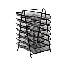 Mind Reader 7-Tier Stackable Paper Desk Tray Organizer, Metal, Black (7TPAPER-BLK)