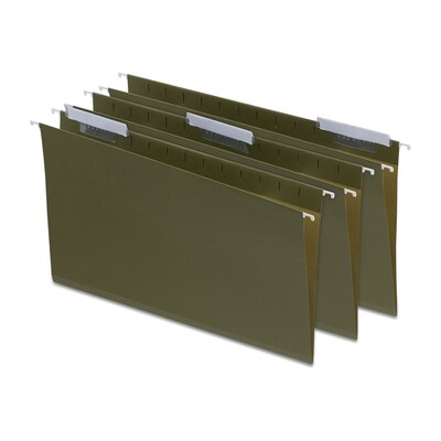 Quill Brand® 100% Recycled 3-Tab Hanging File Folders, Legal Size, Green, 25/Box (7Q5213)