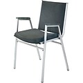 MLP Stacking Chairs; With Arms, 2-Thick Padding, Grey Vinyl, Chrome Frame