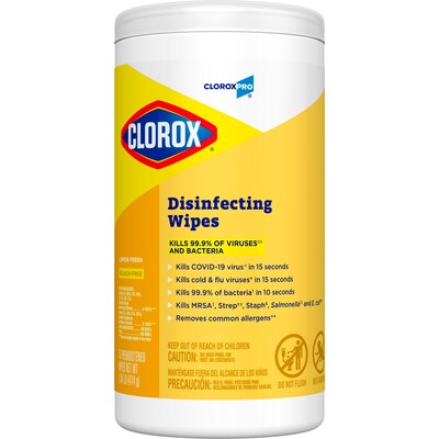 Clorox Commercial Solutions Disinfecting Wipes, Lemon Fresh Scent - 75 Wipes (15948)