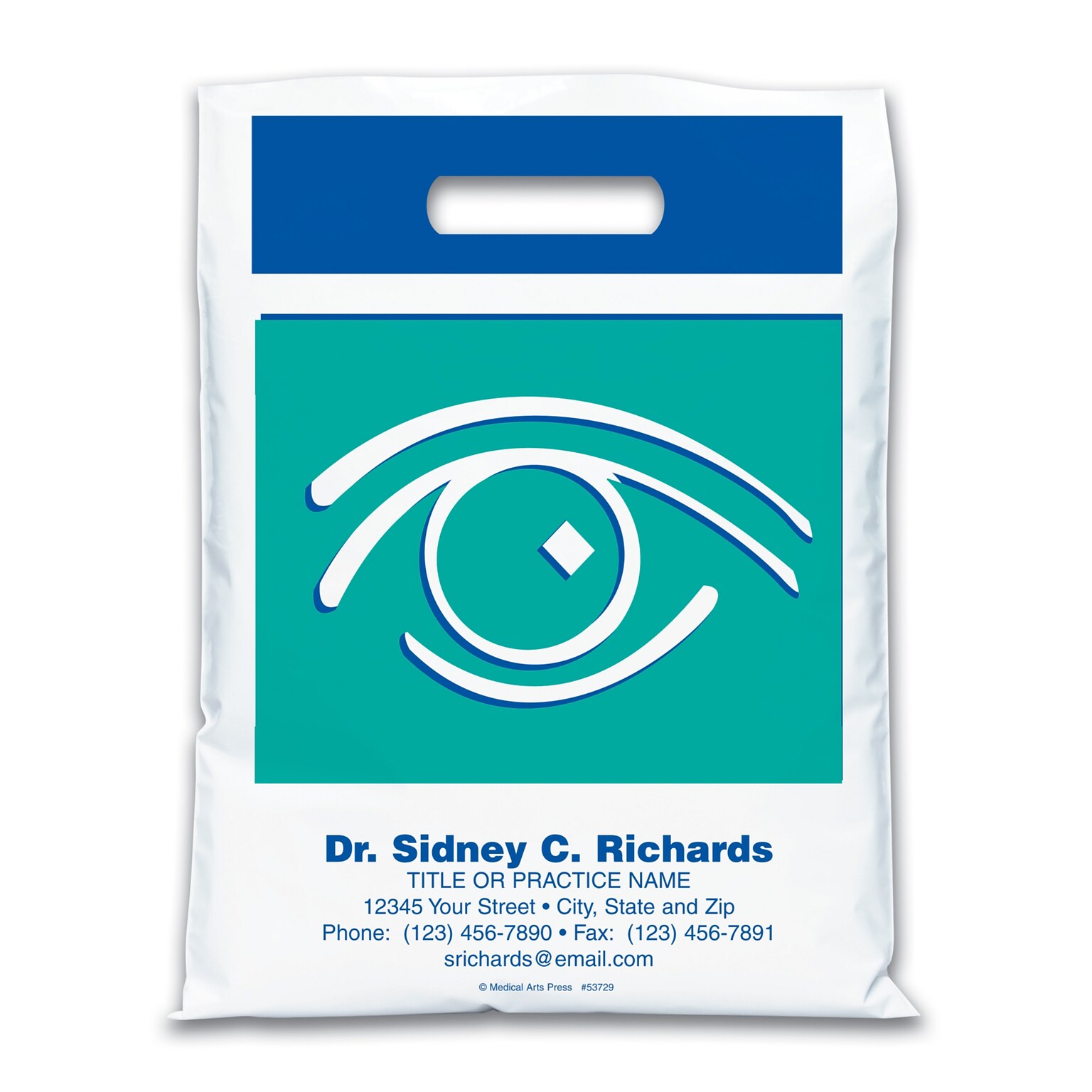 Medical Arts Press® Eye Care Personalized Large 2-Color Supply Bags; 9 x 13, Eye Graphic, 100 Bags, (53729)