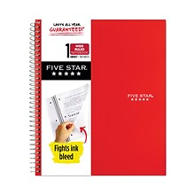 Five Star® 1-Subject Wirebound Notebook, 8 x 10.5, Wide/Legal Rule, 100 Sheets, Assorted Colors, 6