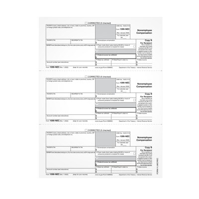 TOPS 2023 1099-NEC Tax Form, Copy B, 50/Pack (LNECREC-S)