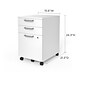 Union & Scale™ Essentials 3-Drawer Vertical File Cabinet, Mobile/Pedestal, Letter/Legal, White, 21" (UN56980)