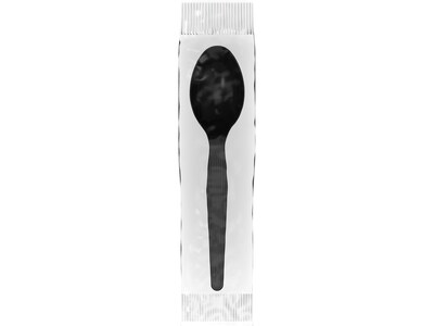 Dixie Individually Wrapped Polystyrene Tea Spoon, Medium-Weight, Black, 1000 Pieces/Carton (TM53C1)