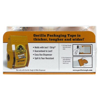 Gorilla Heavy Duty Tough & Wide Packaging Tape Refill, 2.88 x 30 yd., Clear, 2 Rolls/Pack (6030402)