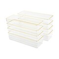 Martha Stewart Kerry Plastic Stackable Office Desk Drawer Organizer, Clear/Gold, 8/Set (BEPB9050G8CG