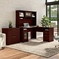 Bush Furniture Cabot 60"W L Shaped Computer Desk with Hutch and Lateral File Cabinet, Harvest Cherry (CAB005HVC)