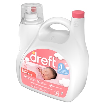 Dreft Stage 1 Newborn HE Liquid Laundry Detergent, 114 loads, 150oz  (12128)