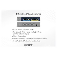 Netgear Plus 8-Port Gigabit Ethernet Managed Switch, Gray (MS108EUP-100NAS)
