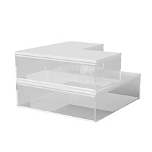 Martha Stewart Brody Plastic Storage Organizer Bin with White Engineered Wood Lid, Clear, 3/Set (BEP