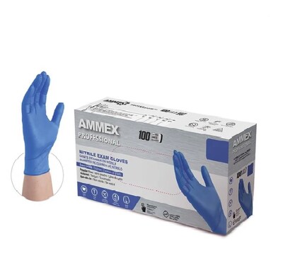 Ammex Professional ACNPF Nitrile Exam Gloves, Powder and Latex Free, Blue, Medium, 100/Box, 10 Boxes
