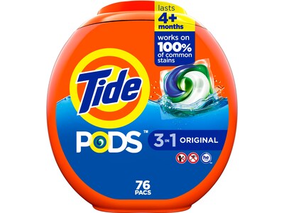 Tide PODS HE Laundry Detergent Capsules, Coldwater Clean Original, 66 Oz., 76/Pack, 4 Packs/Carton (
