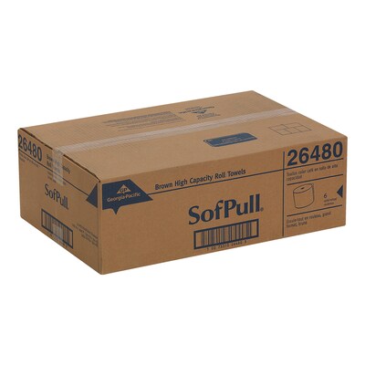 Georgia-Pacific Sofpull Recycled High-Capacity Hardwound Paper Towel, 1-Ply, Natural, 1000'/Roll, 6 Rolls/Carton (26480)