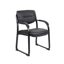 Boss Leather Sled Base Side Chair with Arms, Black (9519)