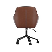 Martha Stewart Rayna Ergonomic Faux Leather Swivel Office Chair, Saddle Brown (CH2209216BRBK)
