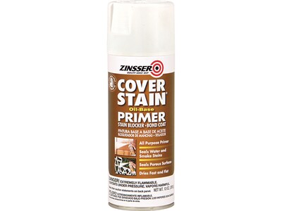 Zinsser Cover Stain Oil-Based Spray Primer, White, 13 Oz., 6/Carton (3608)