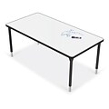 MooreCo Hierarchy Activity Table, 60x30 Porcelain Steel Dry Erase Marker Top, Black Legs (70524)