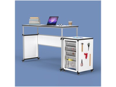 Luxor 32"-38"H Adjustable Standing Modular Teacher Desk, White/Gray (DTTB002)