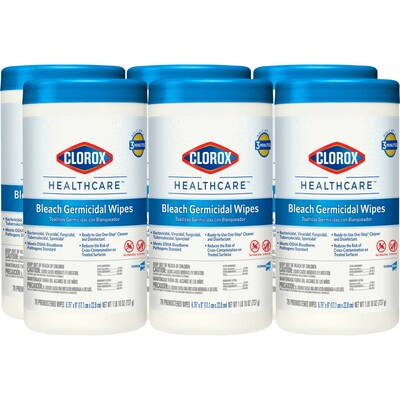 Clorox Healthcare Disinfecting Wipes, Clean Scent, 70 Wipes/Canister, 6/Carton (CLO35309CT)