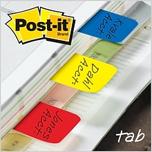 Post-it Tabs, 1 Wide, Solid, Assorted Colors, 66 Tabs/Pack (686-RYB)