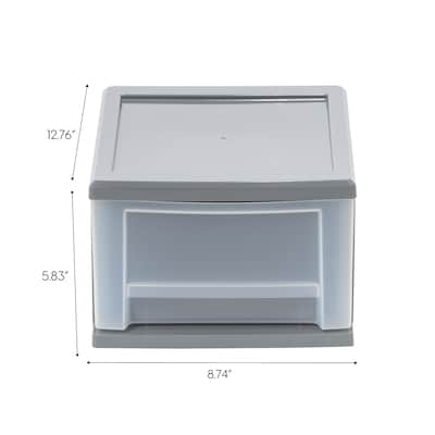 Iris Stackable Plastic Storage Bin with Drawer, Gray (500223)