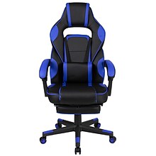Flash Furniture X40 Ergonomic LeatherSoft Swivel Gaming Massaging Chair, Black/Blue (CH00288BL)