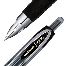 uniball 207 Retractable Gel Pens, Micro Point, 0.5mm, Black Ink, Dozen (61255)