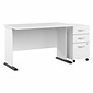 Bush Business Furniture Studio A 48"W Computer Desk with 3 Drawer Mobile File Cabinet, White (STA001WHSU)