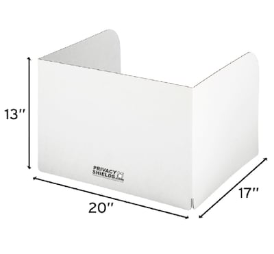 Classroom Products Foldable Cardboard Freestanding Privacy Shield, 13"H x 20"W, White, 20/Box (1320 WH)