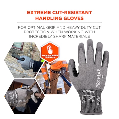 Ergodyne ProFlex 7071 PU Coated Cut-Resistant Gloves, ANSI A7, Gray, XXL, 1 Pair (18076)