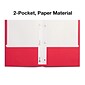 Staples Smooth 2-Pocket Paper Folder with Fasteners, Red, 25/Box (50772/27540-CC)