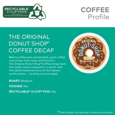 The Original Donut Shop Decaf Coffee, Keurig K-Cup Pod, Medium Roast, 96/Carton (60224-01CT)