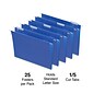 Quill Brand® Hanging File Folders, 1/5-Cut, Letter Size, Blue, 25/Box (7387QBE)