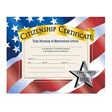 Hayes Citizenship Certificate, 8.5 x 11, 30 Certificates, (H-VA525)